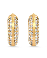 Steeltime Women's 18K Gold Plated Brass Simulated Diamonds Hoop Earrings