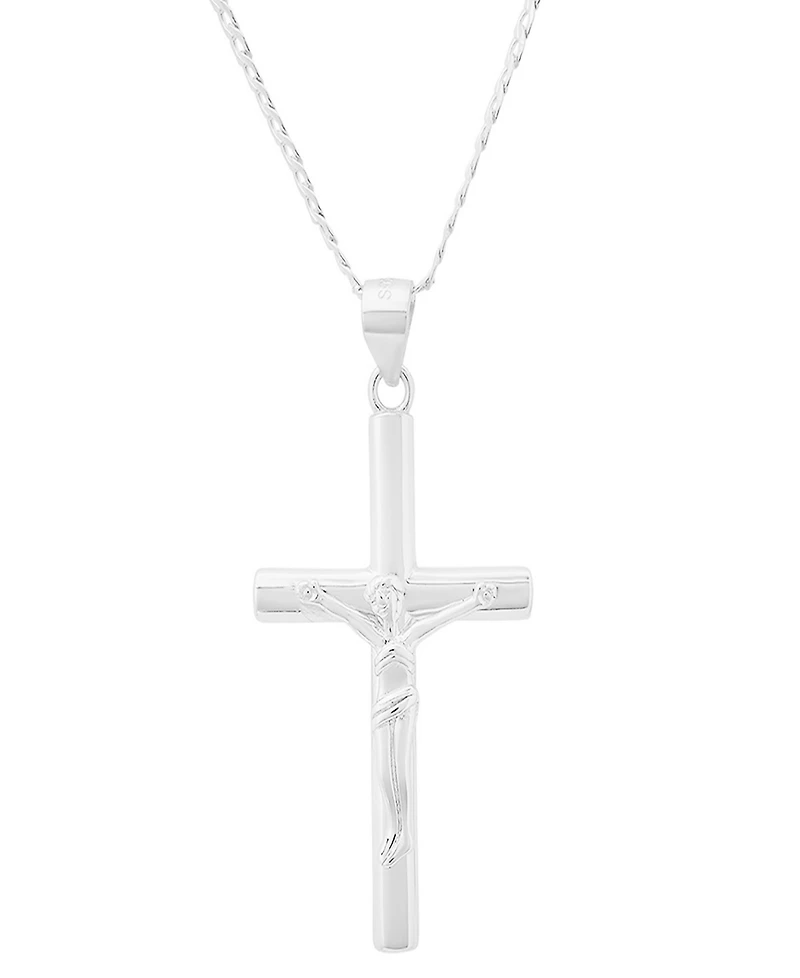 Steeltime Men's Sterling Silver Crucifix Pendant Necklace