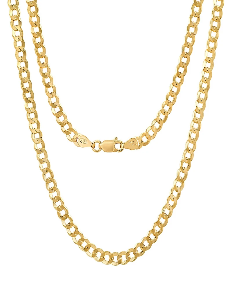 Steeltime Unisex 14K Gold Plated Diamond Cut Curb Link Chain Necklace