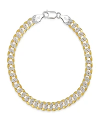 Steeltime Unisex Two-Tone Sterling Silver and 18K Gold Plated Diamond Cut Curb Link Bracelet
