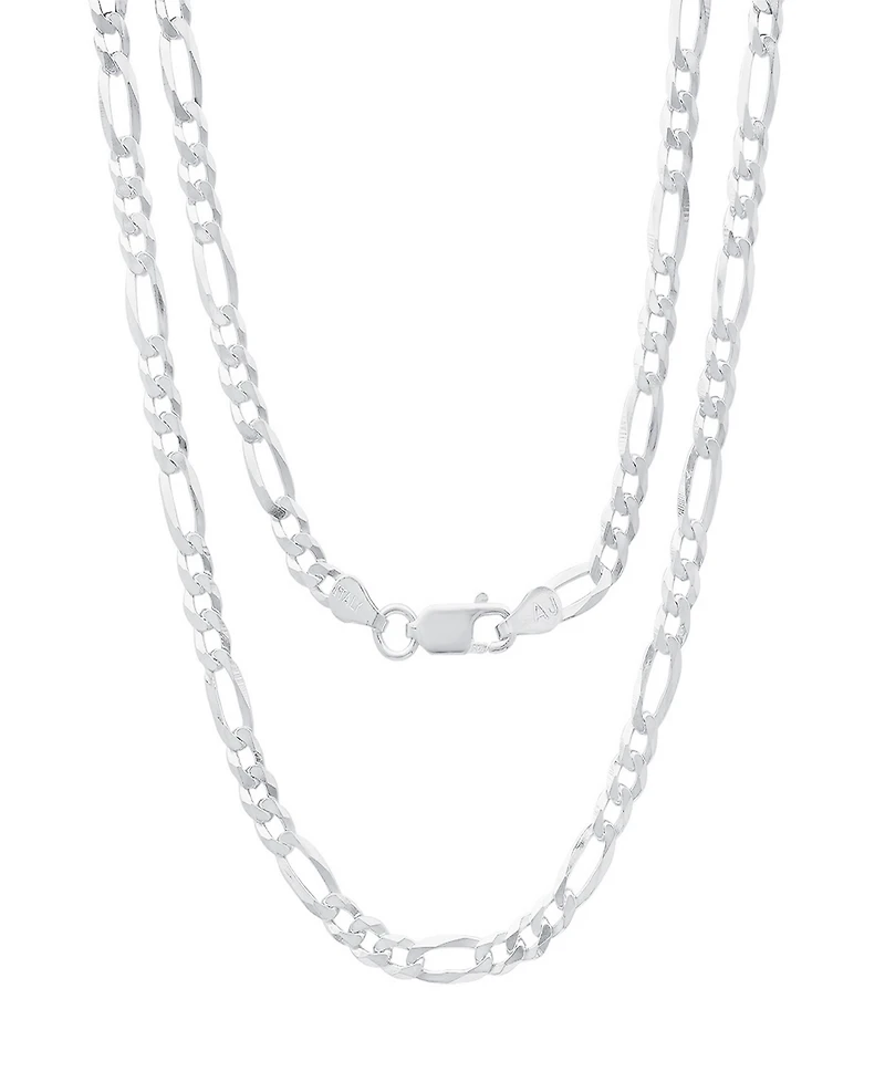 Steeltime Unisex Sterling Silver Figaro Superflat Necklace
