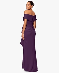 Xscape Scuba Off-The-Shoulder Gown
