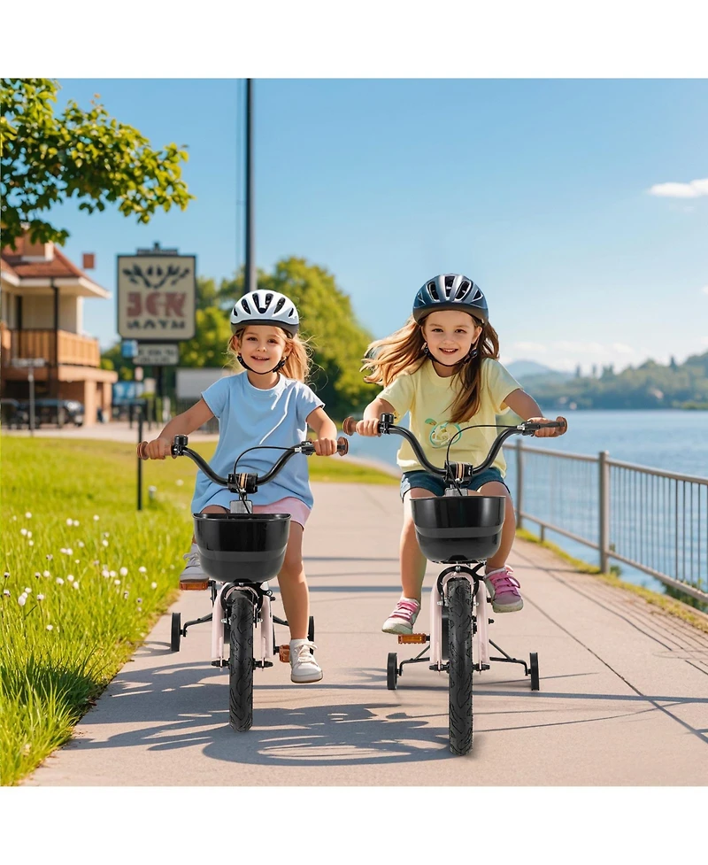Kids Bike with Basket and Adjustable Handlebar for 3-4 Years Old