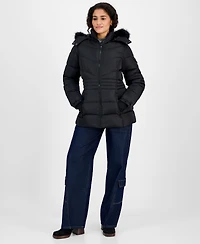 Steve Madden Women's Hooded Zip-Front Puffer Coat