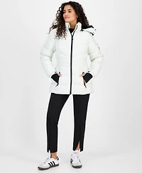 Steve Madden Women's Hooded Zip-Front Puffer Coat