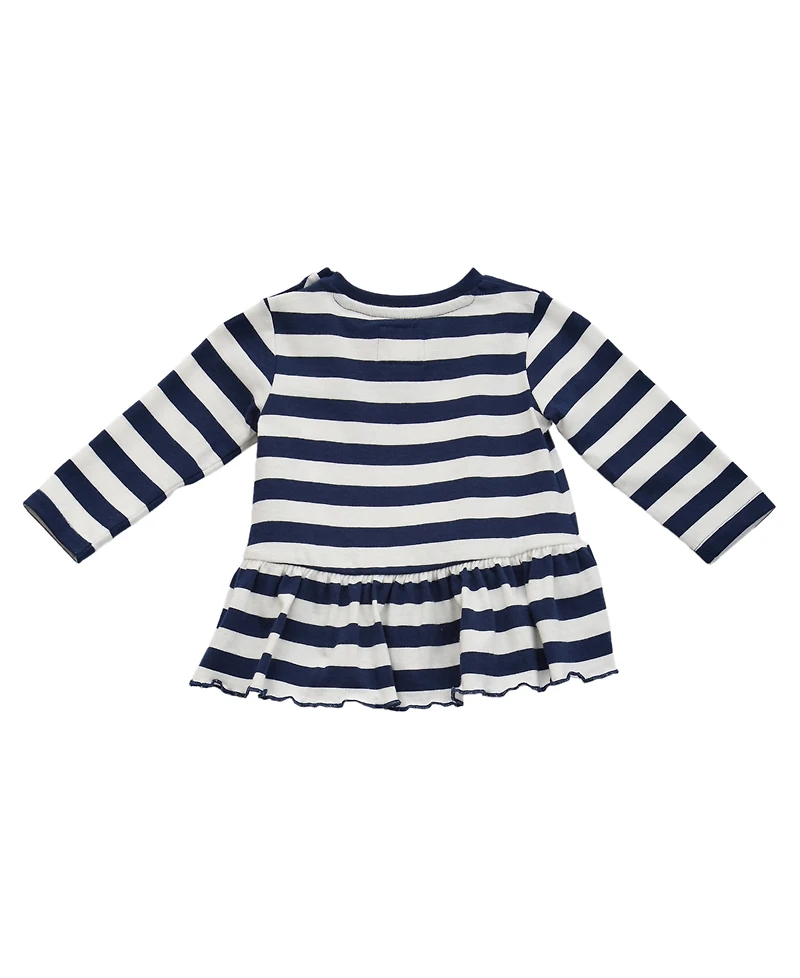 Guess Baby Girls 2-Piece Long Sleeve Yarn Dye Stripe T-Shirt and Knit Denim Pants Set