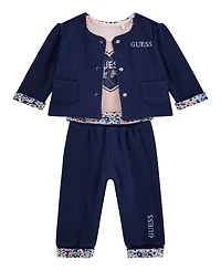 Guess Baby Girls 3-Piece Reversible Jacket, Short Sleeve Bodysuit and Pants Set