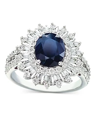 Effy Ruby (1-7/8 ct. t.w.) & Diamond (1/4 Halo Statement Ring 14k White Gold (Also Sapphire and Emerald)