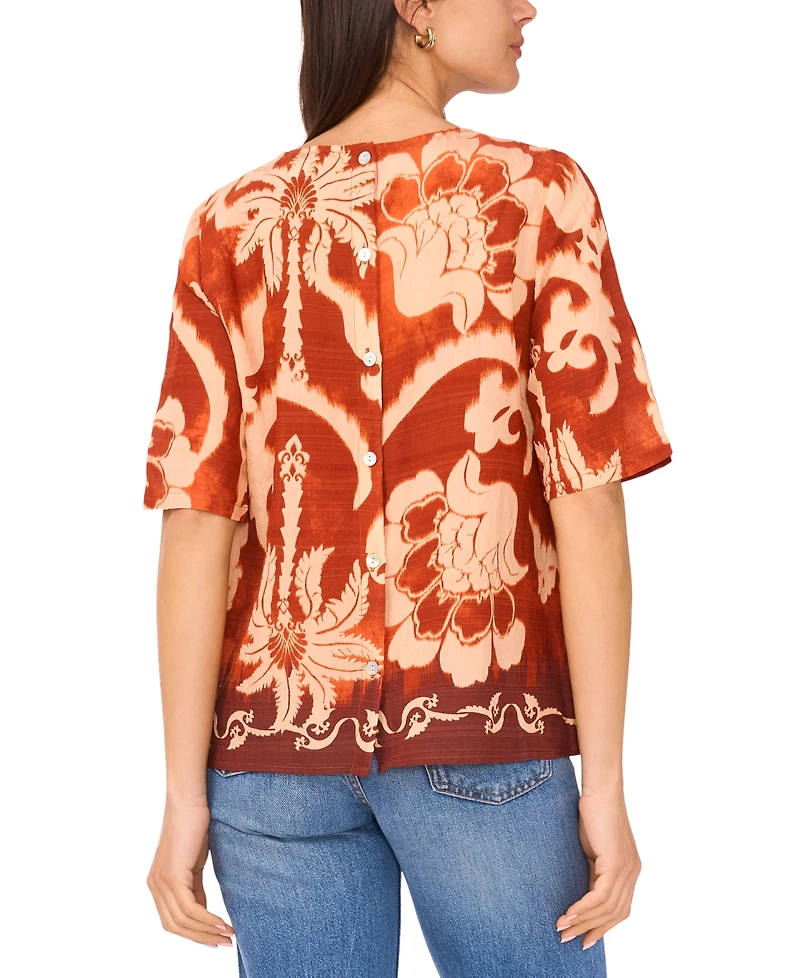 Sam & Jess Women's Paisley-Print Button-Back Shirt
