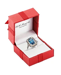 Le Vian Deep Sea Blue Topaz (3-7/8 ct. t.w.) & Diamond (5/8 Double Halo Ring 14k Rose Gold (Also Available White or Yello