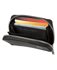 Calvin Klein Men's Rfid Textured Leather Gusset Card Case Wallet