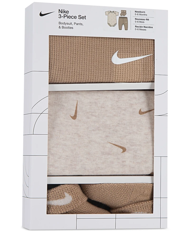 Nike Baby Boy Bodysuit, Waffle Pants & Socks, 3 Piece Gift Set
