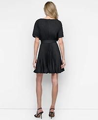 Dkny Women's Sunburst Pleated Fit & Flare Dress