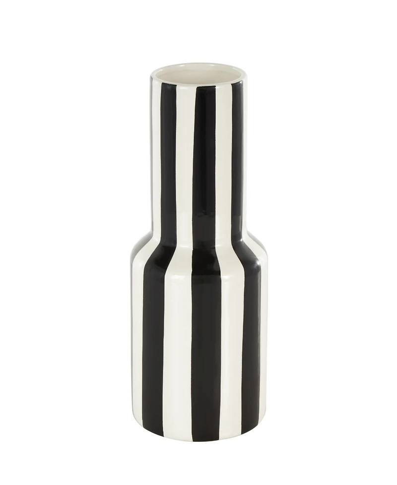 Rosemary Lane Ceramic 11" Rounded Striped Decorative Vase
