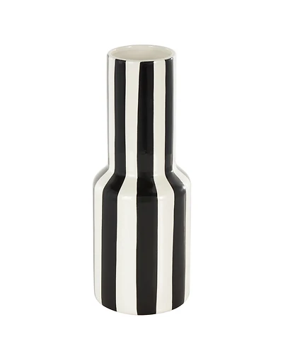 Rosemary Lane Ceramic 11" Rounded Striped Decorative Vase