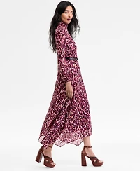 Halston Women's Printed Belted Maxi Dress