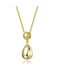 Double Bead Drop Pendant Necklace White Gold Plated or 14K