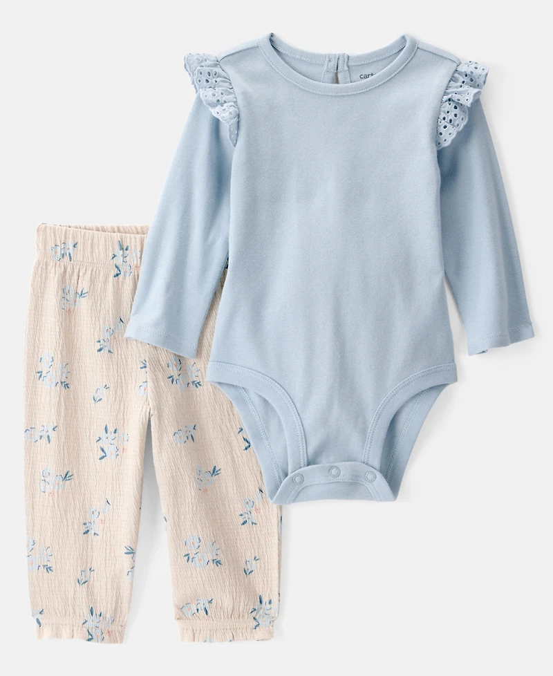 Carter's Baby Girls Bodysuit & Floral-Print Pants, 2 Piece Set
