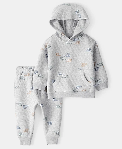 Carter's Baby Boys Helicopter Quilted Hoodie & Pants, 2 Piece Set