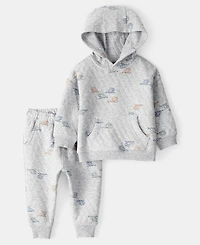 Carter's Baby Boys Helicopter Quilted Hoodie & Pants, 2 Piece Set