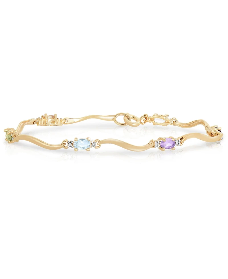 Sterling Silver Gold Plated Multi-Colored Cubic Zirconia Bracelet