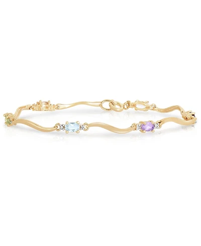 Sterling Silver Gold Plated Multi-Colored Cubic Zirconia Bracelet