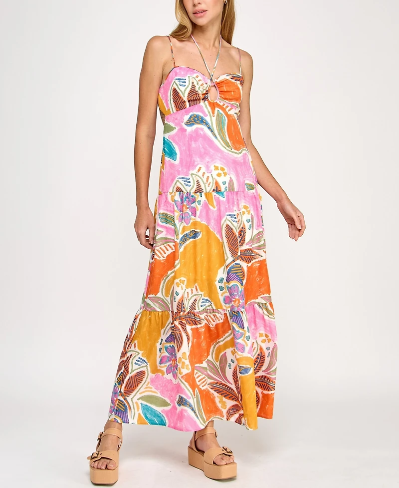 Beauty & Grace/K&K Clothing Llc Juniors' Printed Sweetheart Maxi Dress