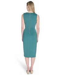 Calvin Klein Women's Wrap V-Neck Scuba Sheath Dress