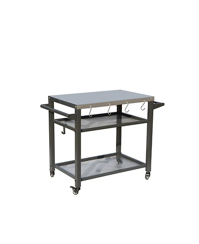 Boyel Living 3-Shelf Outdoor Grill Table, Grill Cart with Wheels, Outdoor Pizza Oven and Food Prep Table, Blackstone Table with Stainless Steel Tablet