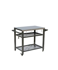 Boyel Living 3-Shelf Outdoor Grill Table, Grill Cart with Wheels, Outdoor Pizza Oven and Food Prep Table, Blackstone Table with Stainless Steel Tablet