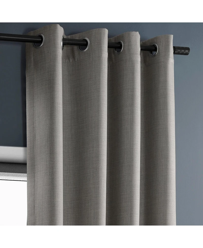 Half Price Drapes Grommet Textured Faux Linen Room Darkening Curtain