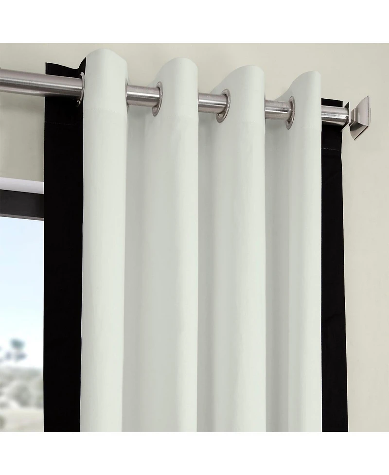 Half Price Drapes Fresh Popcorn & Black Bordered Grommet Vertical Printed Cotton Curtain