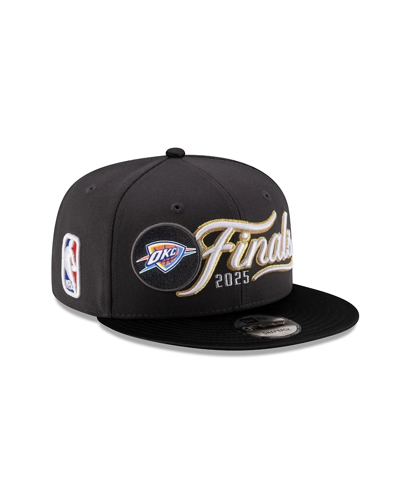New Era Men's Charcoal/Black Oklahoma City Thunder 2025 Nba Western Conference Champions Locker Room 9FIFTY Snapback Hat