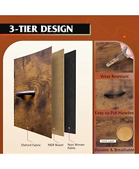 5-Drawer Dresser with Charging Station for Bedroom, Living Room, Closet, Entryway, Fabric Chest of Drawers Open Shelves, Rustic Brown Wood Grain
