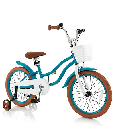 18 Inch Kids Bike Kids Bicycle with Adjustable Seat and Removable Basket