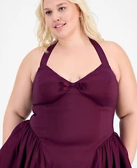 B Darlin Trendy Plus A-Line Halter Dress