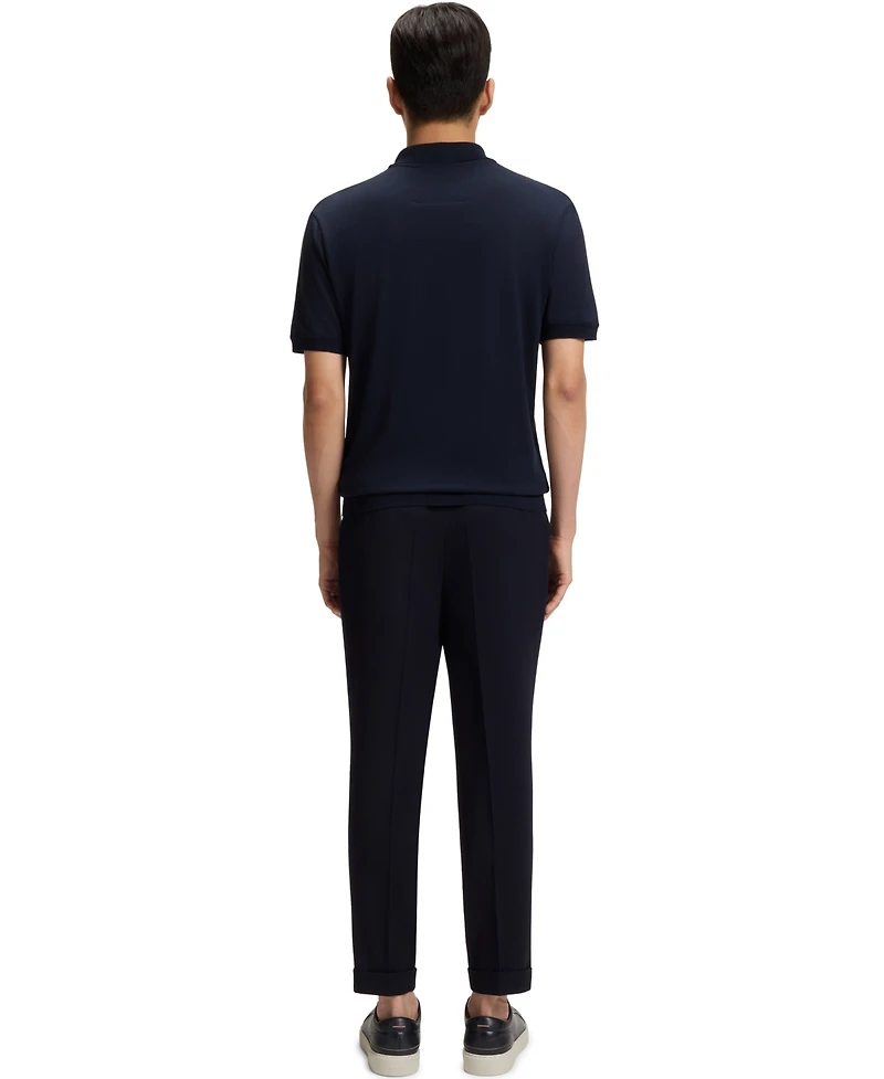 Boss by Hugo Boss Men's Cabled Front Cotton-Silk Knit Polo Shirt