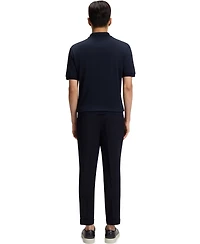 Boss by Hugo Boss Men's Cabled Front Cotton-Silk Knit Polo Shirt