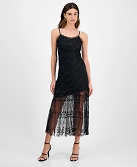 14th Place Juniors' Asymmetrical Lace Dress