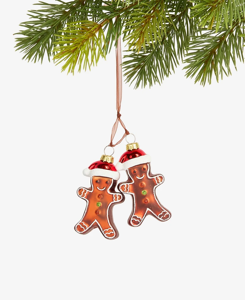 Holiday Lane Gingerbread Village Glass Gingerbread Men Ornament, Macy's Exclusive
