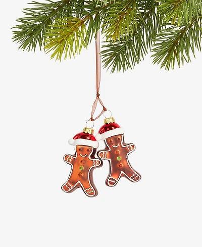 Holiday Lane Gingerbread Village Glass Gingerbread Men Ornament, Macy's Exclusive