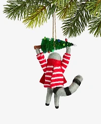 Holiday Lane Tiny Tidings Tree-Toting Raccoon Fabric Ornament, Macy's Exclusive