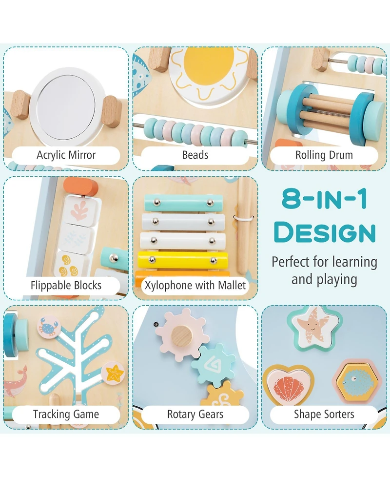 Slickblue Toddler Walker Push and Pull Learning Activity Center with Wheels