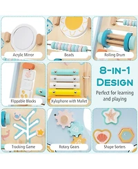 Slickblue Toddler Walker Push and Pull Learning Activity Center with Wheels