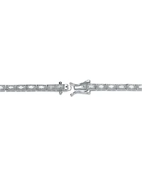 Sterling Silver White Gold Plating with Cubic Zirconia Vintage Milgrain Tennis Bracelet