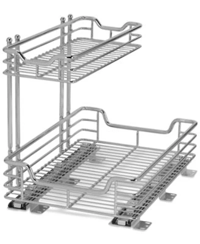 Household Essentials Glidez 12 W Steel Pull Out Storage Organizer 2 Tier Design Chrome