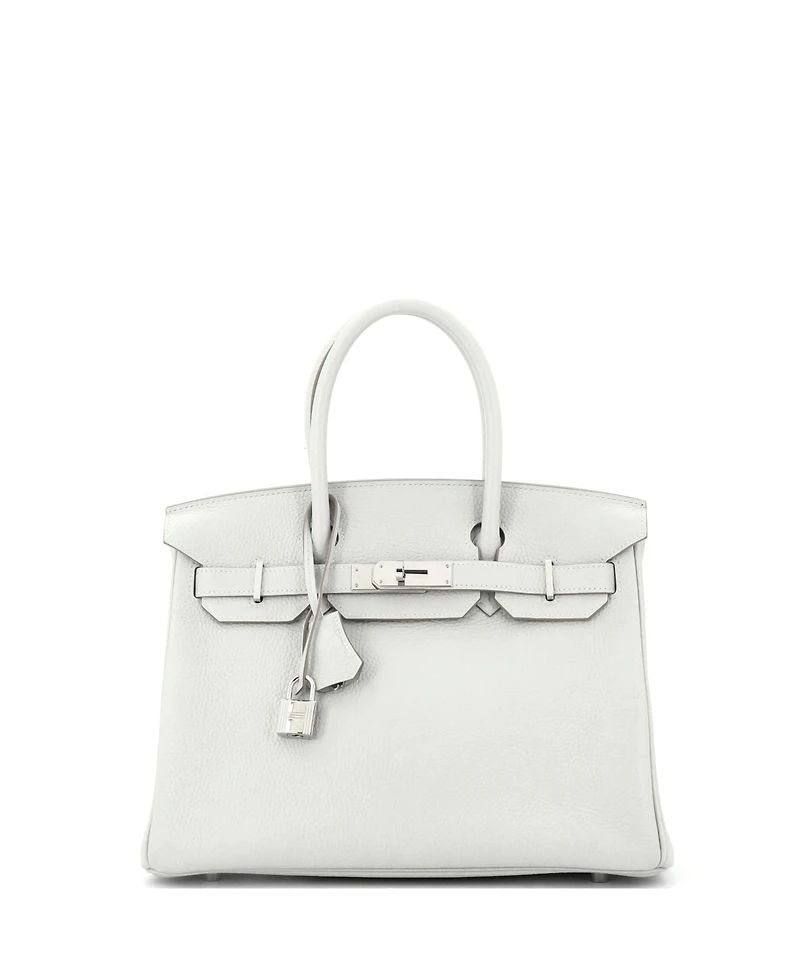 Pre-Owned HERMES Birkin 30 Handbag Grey Clemence with Palladium Hardware