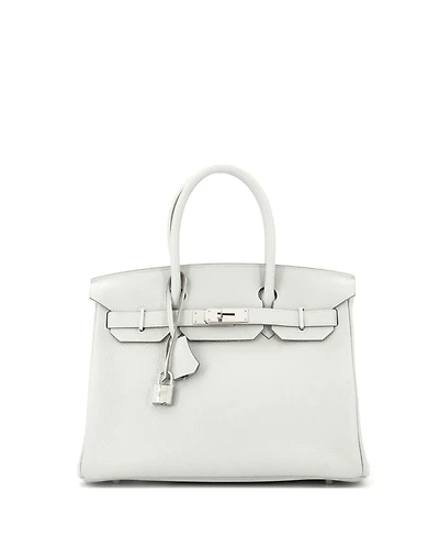 Pre-Owned HERMES Birkin 30 Handbag Grey Clemence with Palladium Hardware