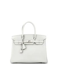 Pre-Owned HERMES Birkin 30 Handbag Grey Clemence with Palladium Hardware