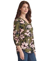 Jones New York Women's Floral-Print 3/4-Sleeve Top